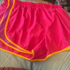 Women's Pink and Orange Athletic Shorts